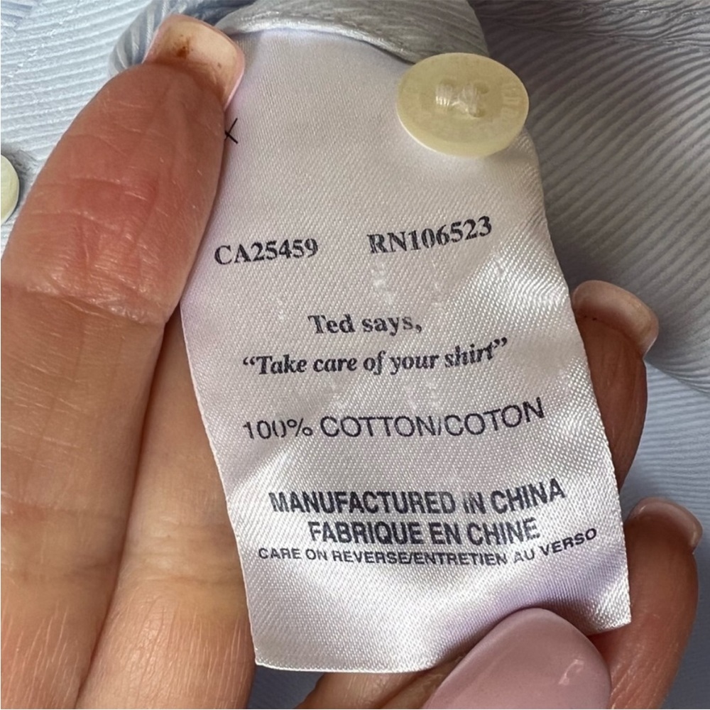 Ted Baker Light Blue Dress Shirt Size 17.5 (32/33) - Picture 9 of 11